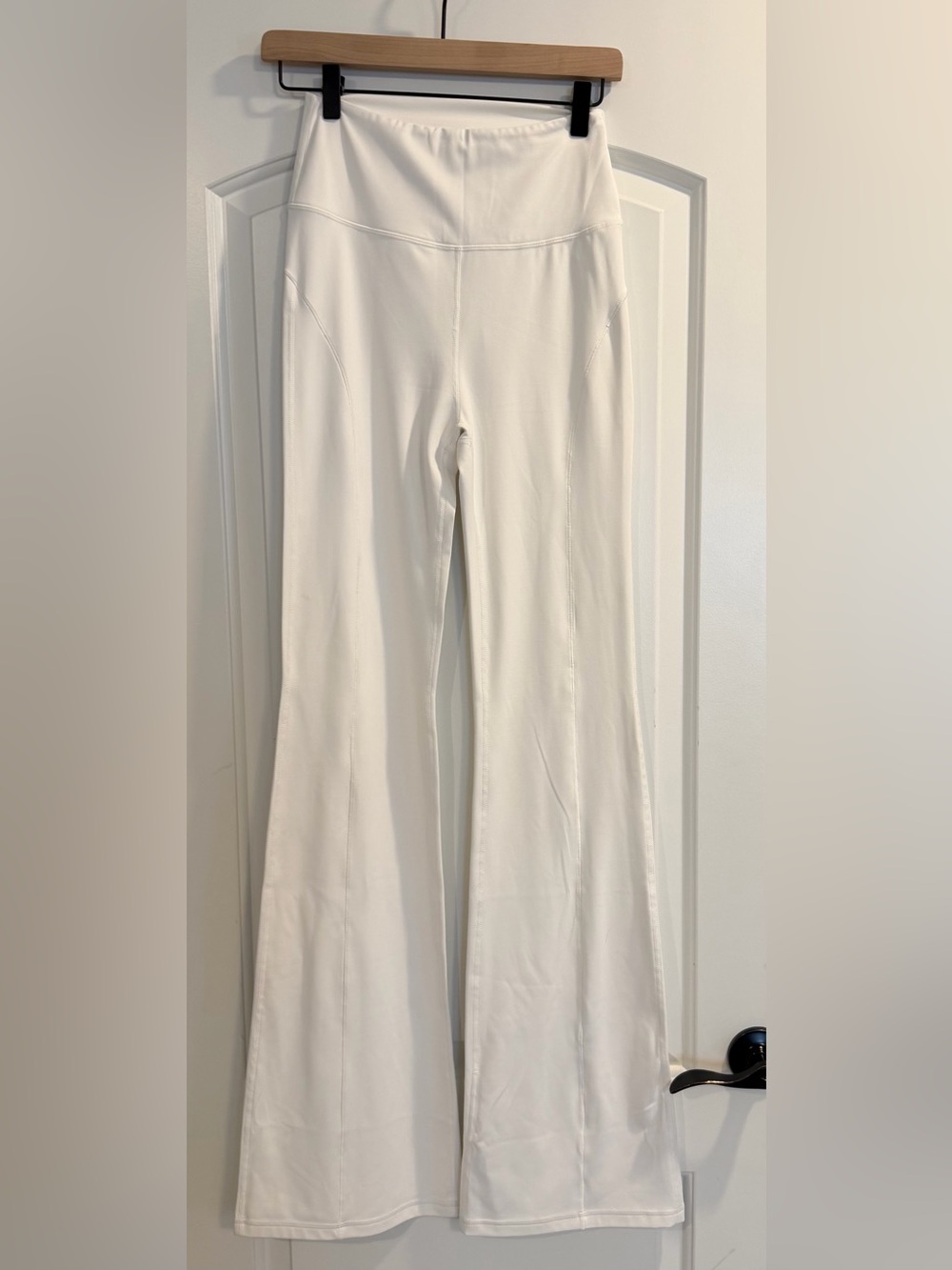 Women's High-Waist White Flared Leggings